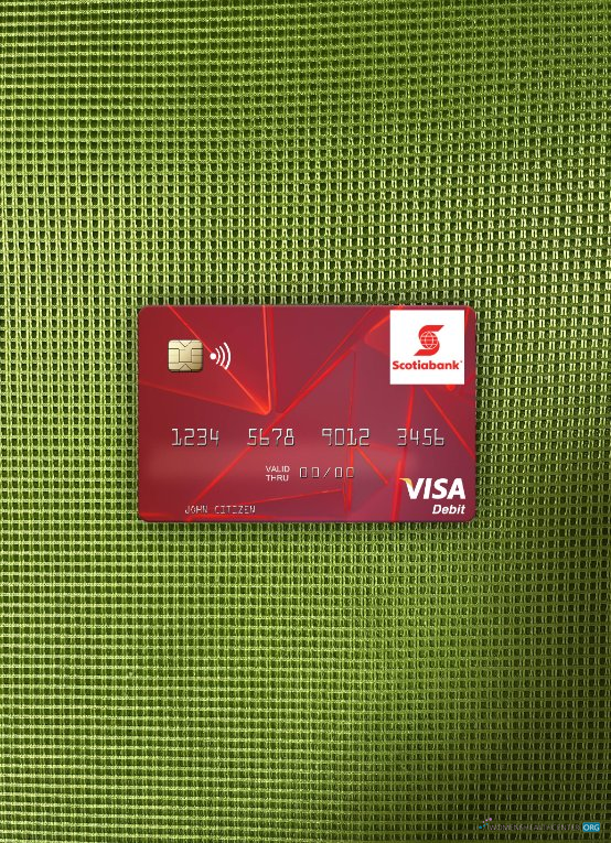 Download Guyana Bank of Nova Scotia visa debit card photolook front Photoshop template